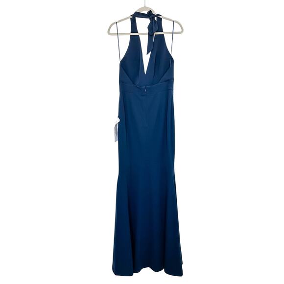 NWT Dress The Population Camden Halter Maxi Dress Navy Size M Formal Old Money‎ - Picture 7 of 12